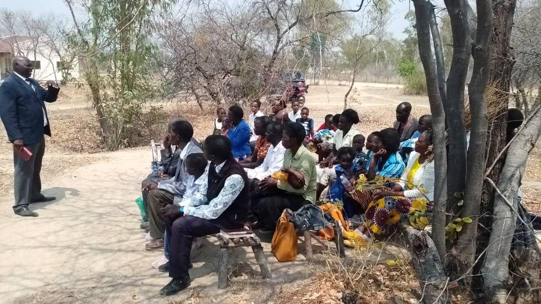 Saints worshipping in Nyanga, under the shelter of a tree.